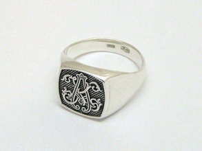 men ring jewelry initials ak model rings 3d print model - Mito3D