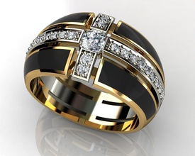 uomini anello gioielli diamante matrimonio disco di platino brillante sfida moda anelli 3d print model - Mito3D