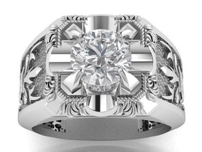 hombres anillo oro imprimible plata libra esterlina Roca diamante canalla shayeste diseño Moda joya belleza joyería 3d print model - Mito3D