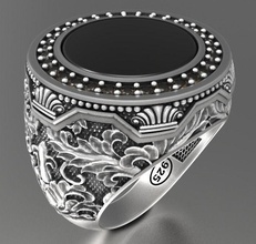 uomini squillare menring argento oro stampabile gioielleria diamante moda platino fidanzamento anelli 3d print model - Mito3D