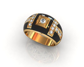 uomini anello gemma disco di platino brillante diamante sfida moda gioielli anelli 3d print model - Mito3D