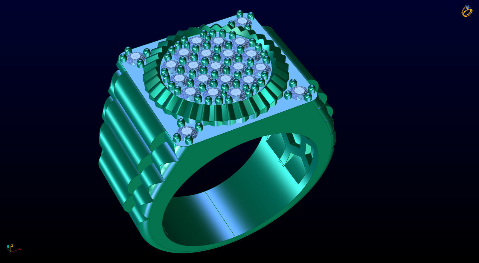 men ring jewelry gold cad watch print rhino matrix rings 3D print model - Mito3D