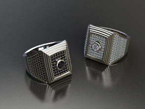 Hommes bague bijoux argent sterling gemme anneaux 3d print model - Mito3D