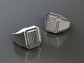 men ring jewelry silver sterling diamond rings 3d print model - Mito3D