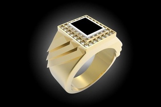men ring jewelry gold diamond rings 3d print model - Mito3D