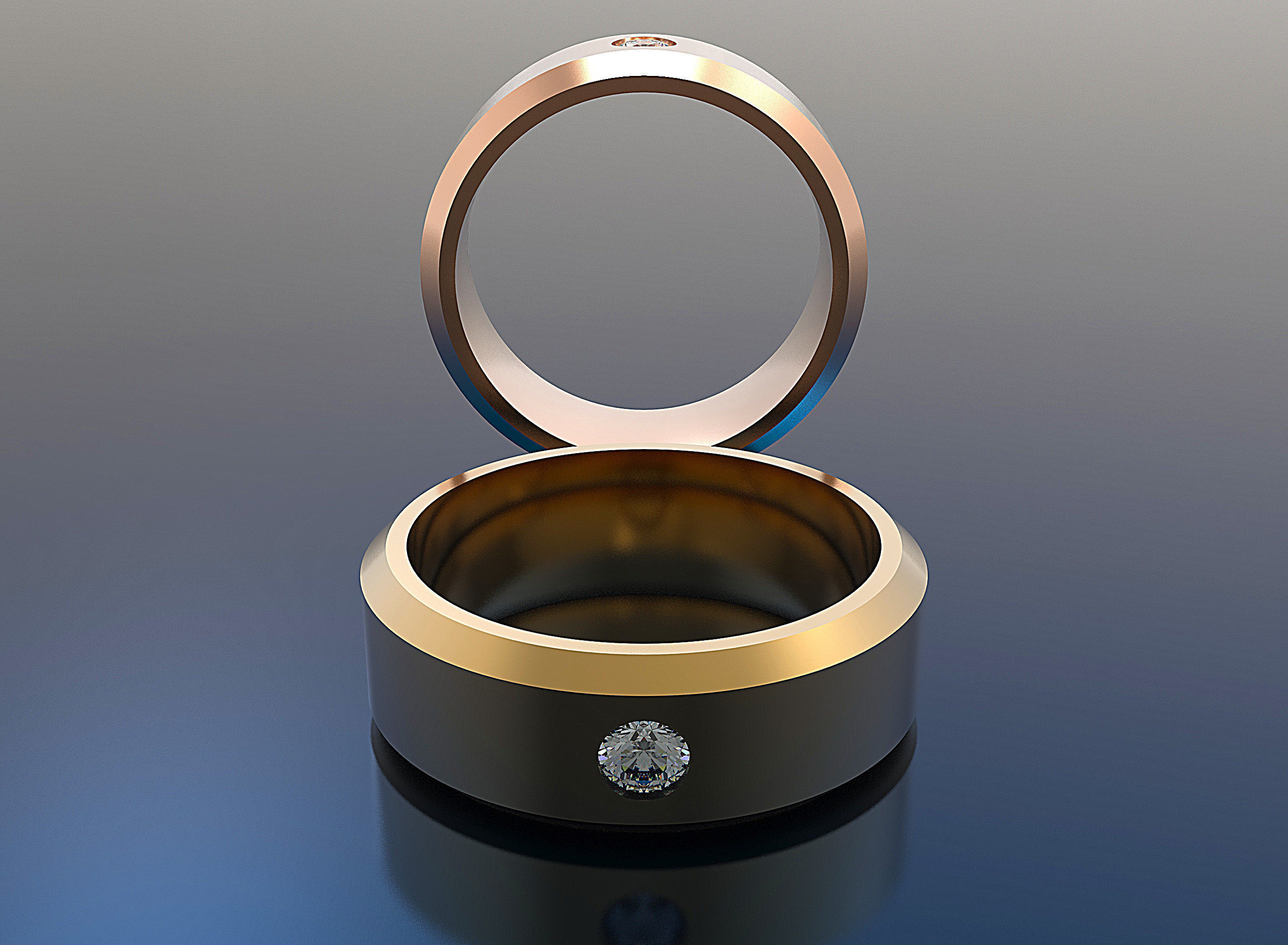 homens anel skidder contemporâneo tecnologia intensidade negócio modelo projeto eletrônicos científico química renderização ciência ouro jóia joalheria argolas 3D print model - Mito3D