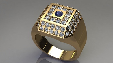 männer ring gold silber luxtury mode druckbar schmuck platin brillant schönheit rechteck diamant zee kleidung saphir sterling 3d luxus ringe 3d print model - Mito3D