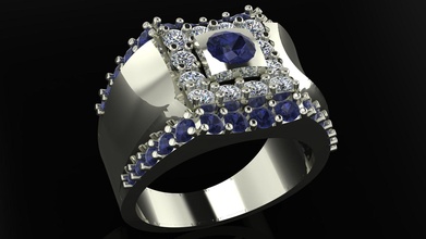 hommes bague or argent luxe mode imprimable bijoux platine brillant gemme diamant beauté homme zee rectangle anneaux 3d print model - Mito3D