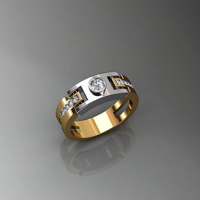 men ring gold printable modern ruby jewelry silver diamond jewellery wedding white fashion rings rolex watch 3d print model - Mito3D