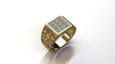 hombres anillo joyería joya plata oro diamante Moda 3djewelry gratis freering anillos 3d print model - Mito3D