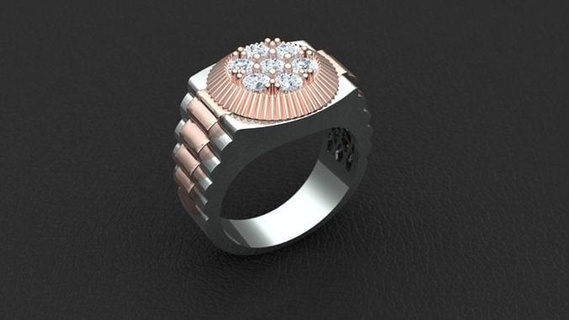 men ring diamond gold silver jewelry rings luxury 3d print model - Mito3D