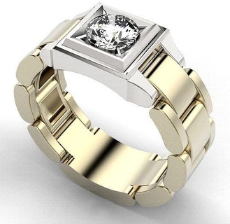 men ring jewelry gold gem printable diamond rings 3d print model - Mito3D