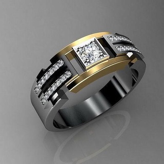 men ring diamond gold silver printable engagem jewelry engagement wedding jewellery fashion beauty apparel solitaire gem rings 3d print model - Mito3D