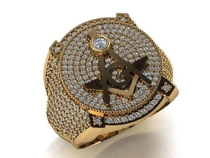 men ring hiphop jewelry gold diamond printable pendants luxury rings masonic hip hop freemasonry man cad shayeste design gang diamon 3d print model - Mito3D