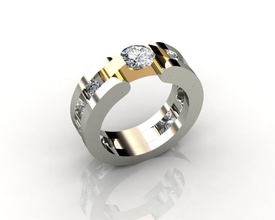 men ring jewelry jewellery diamond wedding platinum gem brillante fashion challenge rings 3d print model - Mito3D