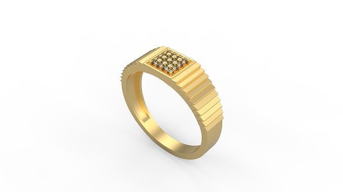 Männer Ring 01 Signet Silber Juwel Schmuck Diamanten Gold druckbar Platin Ringe 3D print model - Mito3D