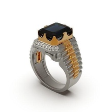 männer ring 1 menring gold silber diamant druckbar juwel cad design brillant bräutigam schmuck hochzeit ringe 3d print model - Mito3D
