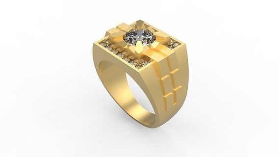 hombres anillo 130 hombre sello plata joya joyería diamantes oro imprimible platino anillos 3d print model - Mito3D