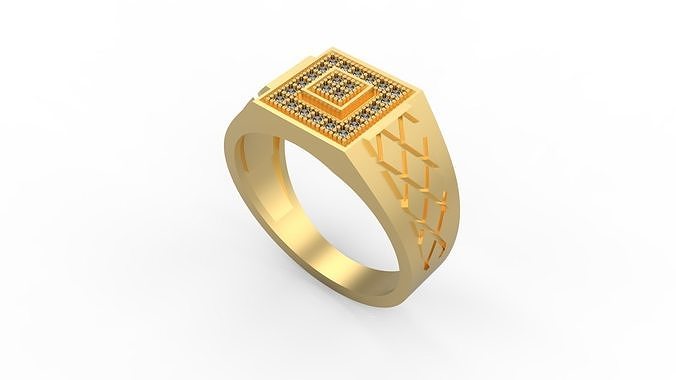 Männer Ring 158 Signet Silber Juwel Schmuck Diamanten Gold druckbar Platin Ringe 3D print model - Mito3D