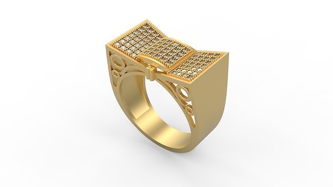 men ring 164 man signet silver jewel jewelry diamonds gold printable platinum rings 3D print model - Mito3D
