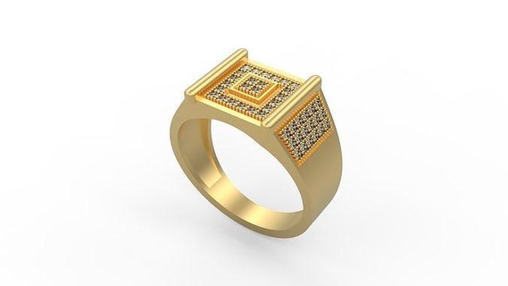men ring 181 man signet silver jewel jewelry diamonds gold printable platinum rings 3d print model - Mito3D