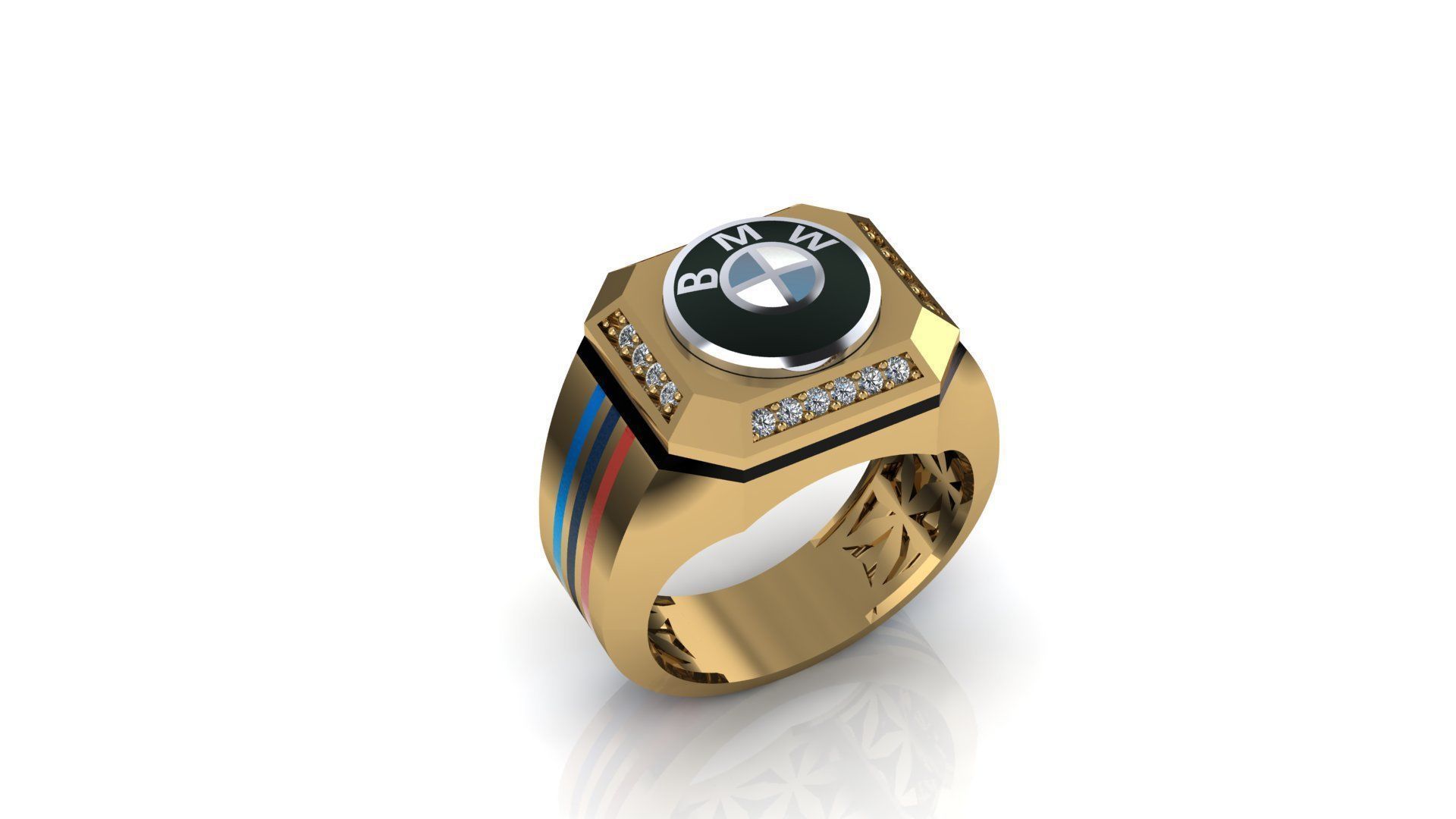Männer Ring 24 Schmuck Gold Silber druckbar Diamant Juwel Sterling Mode Platin Ringe 3D print model - Mito3D