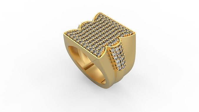 men ring 29 man signet silver jewel jewelry diamonds gold printable platinum rings 3D print model - Mito3D
