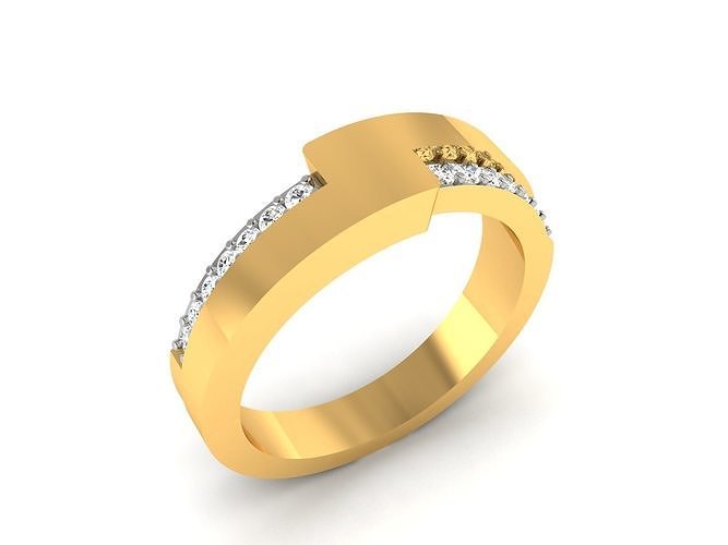 men ring 3dm render details jewellery jewelry gold diamond gem jewel printable precious wedding engagement gents groom eternity band casual stylish rings 3D print model - Mito3D