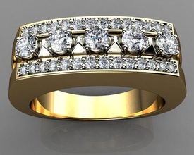 men ring 3d jewelry platinum sapphire rings 3d print model - Mito3D