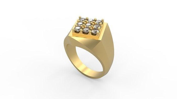 Hommes bague 90 homme sceau argent bijou bijoux diamants or imprimable platine anneaux 3d print model - Mito3D