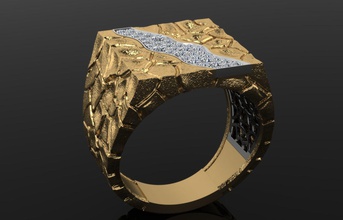 uomini anello di ciottoli design gioielli menring diamondring argento oro goldring moda la sterlina 14k 18k diamanti fidanzamento gemma anelli manring uomo 3d print model - Mito3D