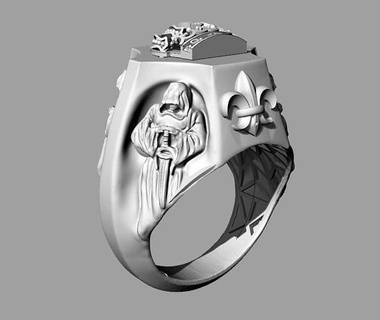 hombres anillo corona oro Rey joyería joya pendientes 3d print model - Mito3D