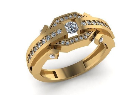 Hommes bague diamant moderne or bijoux argent imprimable mode Nouveau acier platine brillant 3d 14k homme anneaux 3d print model - Mito3D