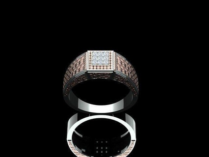 men ring diamond jewelry printable jewellery cad gem gents basket weaving design jewel gemstone gold cam silver 3d model rings 3d print model - Mito3D