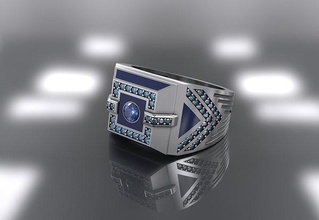 hombres anillo emal gemas joya diamante plata Moda oro Arte pasatiempo libra esterlina imprimible joyería compromiso platino deco 3d print model - Mito3D