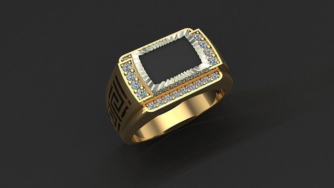 men ring enemal diamonds jewelry gemstone diamond emal printable gold jewellery gem print casting silver versace rings 3D print model - Mito3D