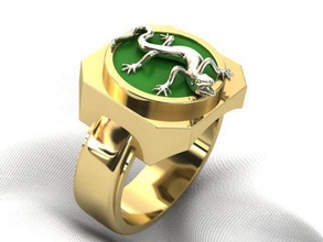 men ring lizard jewelry jewellery gold jewel printable rings iguana silver modeling gem diamond bright 3dmodel pediment 3d print model - Mito3D