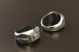 men ring luxury jewelry silver diamond rings 3d print model - Mito3D