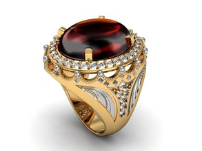 men ring natural stone jewelry gold gem diamond ruby rings 3d print model - Mito3D