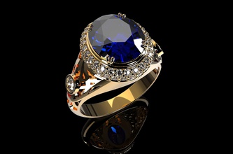 erkek royal mavi Safir yüzük takı erkekler altın sterling mücevher Gümüş platin parlak ruby 3d print model - Mito3D