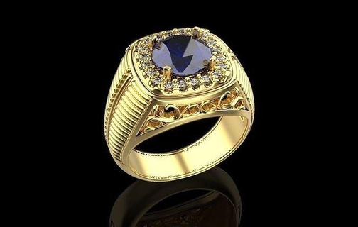 hombres anillo sello 3050 joyería lujo normas oro plata exclusivo elegante alto calidad Moda imprimible joya diamante anillos 3d print model - Mito3D