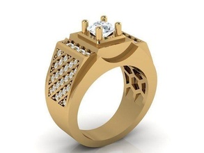 hombres anillo talla 8 oro amarillo impresión rinoceronte matriz joyería joya anillos 3d print model - Mito3D