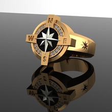hommes bague étoile boussole bijoux or anneaux 3d print model - Mito3D