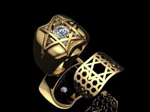 homens anel de estrela davi jóias ouro sterling printable da forma prata casamento platina imprimir pedra jóia dedo luxo shayeste design mens diamante anéis 3d print model - Mito3D