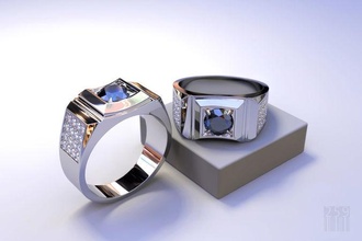 hombres anillo piedras joyería joya diseño plata oro 3d stl obj cnc cera imprimible estilo moda sello diamantes anillos 3d print model - Mito3D