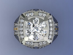 men ring white gold jewelry jewellery gem precious gemstone rings 3d print model - Mito3D