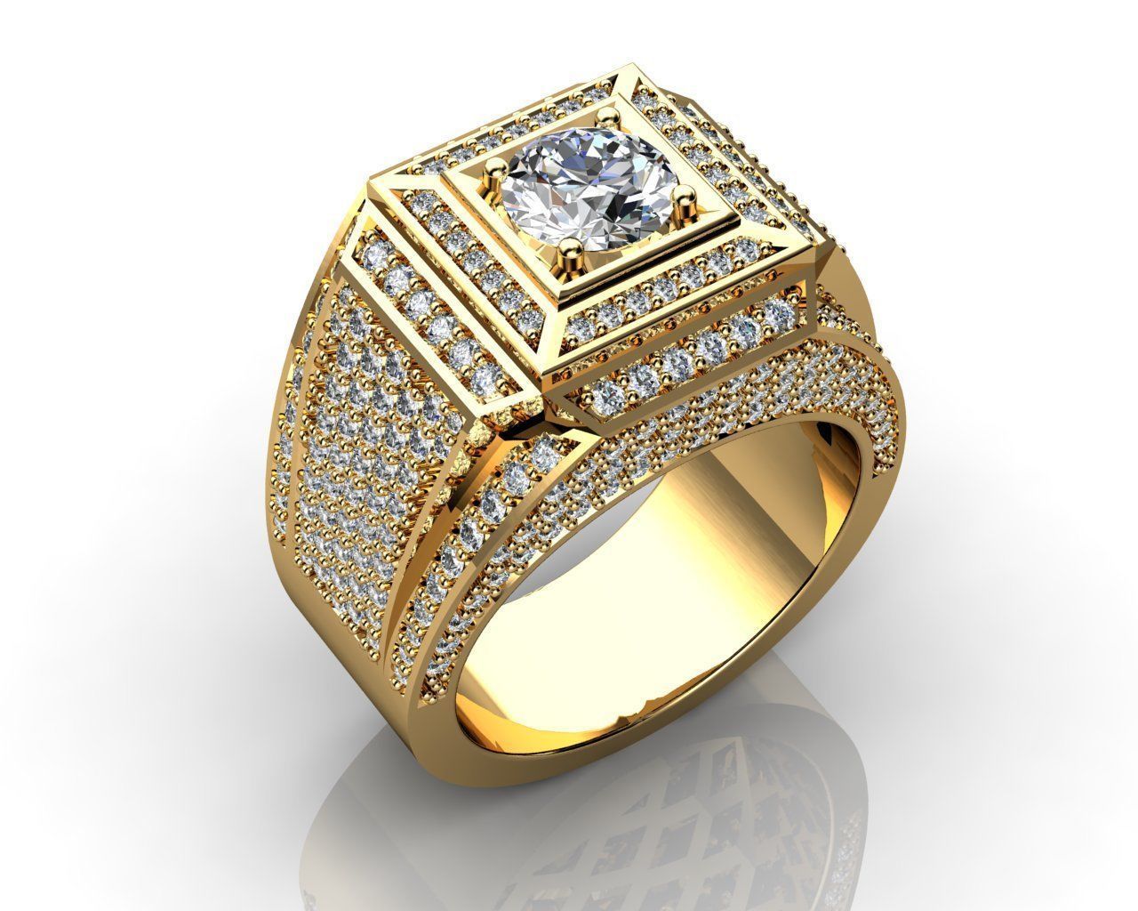 los hombres del anillo de oro amarillo diamantes la joyería el diamante plata moda blanco sterling boda y belleza anillos 3D print model - Mito3D