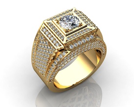 men ring yellow gold diamond jewelry silver fashion white sterling wedding jewellery beauty rings 3d print model - Mito3D