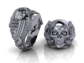 men rings 08 menrings motorcycleclub harleydavidson jewelry jewel skull silver printable fashion ring ringskull brilliant sterling beauty 3d print model - Mito3D