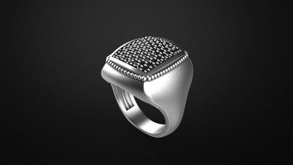 hombres anillos 5 modelos sello anillo 3d modelo oro joyería joya stl imprimible piedra preciosa diamantes hombre lujo moda 3D print model - Mito3D